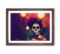 Day Of The Dead Man Framed Wall Art Print A2 Walnut