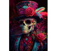 Day of The Dead Man Gothic Skull Stamped Cross Stitch Kits for Beginners Adults - Preprinted 11CT Easy Pattern Needlepoint Kits, Arts and Crafts for Home Decor (11.8x15.7inch) 419