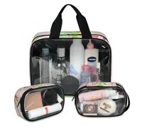 Day of The Dead Marble Travel Makeup Bag for Women Men, Marble Translucent Cosmetic Bags 3 Pcs Large Shower Wash Pouch Toiletry Cosmetic Toiletries Organizer