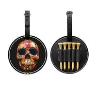 Day of The Dead Masks Black Printed Golf tee Storage Bag - for Men only, Durable PU Material, Easy to Carry, Enhance The Golf Experience