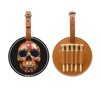 Day of The Dead Masks Brown Printed Golf tee Storage Bag - for Men only, Durable PU Material, Easy to Carry, Enhance The Golf Experience