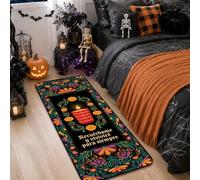 Day of The Dead Memorial Quote Marigold Runner Rug 2x8
