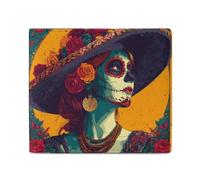 Day of The Dead Mens Wallet Slim Leather Card Holder Bifold Wallets Front Pocket