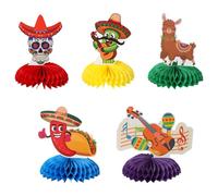 Day of the Dead Mexican Party Table Decoration Centerpiece Cinco De Mayo Party Table Decoration Honeycomb for Fiesta Mexican (Day of the Dead 5pcs)