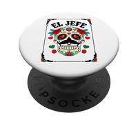 Day Of The Dead Mexico El Jefe Boss Sugar Skull Halloween PopSockets Adhesive PopGrip
