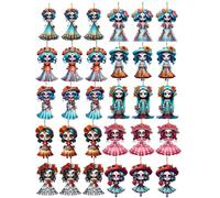Day of the Dead Ornaments, 2D Acrylic Gothic Decoration | Party Day of the Dead Doll Pendant with Rope - for Halloween Home Tree Holiday Bag Rear View Mirror Fence Yard Wall Window
