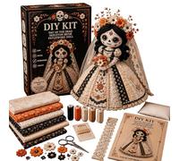 Day Of The Dead Patchwork Doll DIY Halloween DIY Patchwork Skeleton Halloween Sewing Craft With Floral Lace & Design Little Cozy Halloweens (White, One Size)