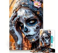 Day of The Dead Portrait Adults 1000 Piece Jigsaw Puzzle Cognitive Skill Tight Connection Fun Challenge Classic Xmas Gift (38x52cm)