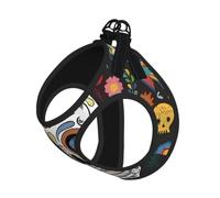 Day of The Dead Print Dog Harness Vest for Small Pets L | Small Sized Leash Set Soft Light Puppy Breathable Mesh Reflective Training Walking Adjustable Circumference