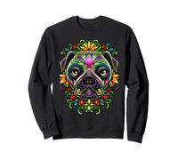 Day of the Dead Pug Detailed Colourful Dog Illustration Sweatshirt