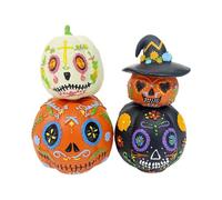 Day of The Dead Pumpkin Figurines, Halloween Pumpkin Table Decorations, Statue Resin, Resin, Stackable Display, Compact & Space-Saving for Home Hallway Holiday Desk Party Bedroom Festival