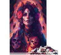 Day of The Dead Puzzles 500 Pieces Wooden Puzzles for Adults & Teenager Stress Relief Toys 500pcs (52x38cm)