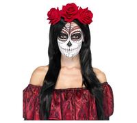 Day of the Dead Red Roses Fancy Dress Headband Costume Accessory