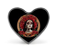 Day of The Dead Rose Skull Goth Button Pins Heart Lapel Pin Badge Button Brooch Craft Gift Decor for Women Men