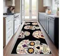 Day of the Dead Runner Rug, Washable Hallway Runner Mexican Skull 70 x 300, for Kitchen, Entryway, Bedroom Decor, Non Slip Low Pile Indoor Floor Carpet a16