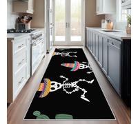 Day of the Dead Runner Rug, Washable Hallway Runner Mexican Sugar Skull 70 x 300, for Kitchen, Entryway, Bedroom Decor, Non Slip Low Pile Indoor Floor Carpet a89