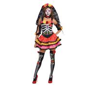 Day of the Dead Senorita Ladies Fancy Dress Halloween Womens Skeleton Costume