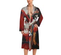Day Of The Dead Skeleton Couple Mens Bathrobe Long Bath Robe Warm Spa Robe Nightgown Soft with Waist Belt