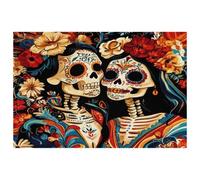 Day of the Dead Skeleton Couple Placemats, Set of 6 Table Mats for Dining Tables, 12×18 Inches Anti-Skid Heat Resistant Kitchen Table Place Mats
