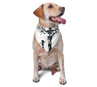 Day of The Dead Skeleton Print Dog Bandana 1 Pack Triangle Scarf Washable Birthday Adjustable Bib Handkerchief for Neutral Large Dogs