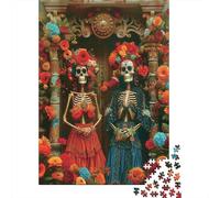 Day of the Dead Skeletons Jigsaw Puzzle for Adults 1000 Pieces Puzzle Game Floral Design Relaxing Gift 52x38cm/1000pcs