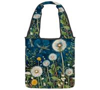 Day of the Dead Skull and Flowers Canvas Tote Bag, Medium Book Tote Reusable Cloth Bag for Women Teachers Nurse