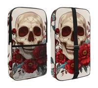 Day of The Dead Skull and Flowers Pickleball Paddle Cover with Mesh Pocket for Accessories, Fits 2 Paddles and 4balls