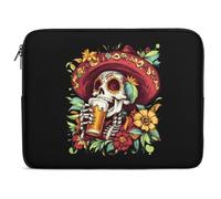 Day of The Dead Skull Beer Funny Laptop Sleeve Case with Double Zipper Trendy Protective Computer Cover 10-17 Inch