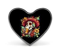 Day of The Dead Skull Beer Heart Metal Brooches 1 Inch Decorative Badges Exquisite Decorations Pins for Clothing