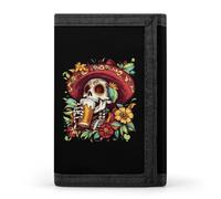 Day of The Dead Skull Beer Men's Trifold Wallet with Money Clip Minimalist Credit Card Holder Coin Purse Anniversary Birthday Gift