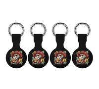 Day of The Dead Skull Beer Silicone Protective Case Compatible with Airtag Funny GPS Tracker Accessories for Luggage Pet Collar