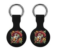 Day of The Dead Skull Beer Silicone Protective Case Compatible with Airtag Funny GPS Tracker Accessories for Luggage Pet Collar