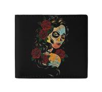 Day of The Dead Skull Bifold Wallet for Women Men Personalized Coin Purse Card Case Holder Pocket Wallet