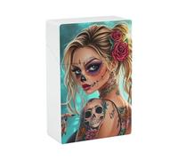 Day of The Dead Skull Cigarette Case Flip Open Waterproof Cigarette Holder Box