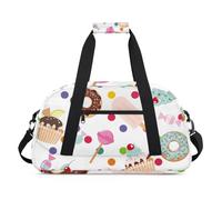 Day Of The Dead Skull Design Gym Bag Sports Duffle Bag Weekend Sleepover Duffel Bags Small Travel Tote for Overnight Workout Gymnastics Dance Ballet, Dessert Food Texture, 18.9 x 8.7 x 10.6 in, Duffel
