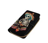 Day of The Dead Skull Dinner Party Slim Wallet Clutch for Men Women | RFID Blocking Wallets Organizer Purse with Credit Card Slots Ideal Gifts