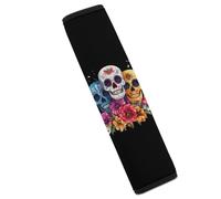 Day of The Dead Skull Flower Seat Belt Cover Pad Universal Shoulder Strap Protection Seatbelt Covers Car Accessories 1PCS