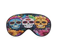 Day of The Dead Skull Flower Sleep Mask Adjustable Eye Mask Blindfold Eye Cover Sleeping Mask for Home Travel