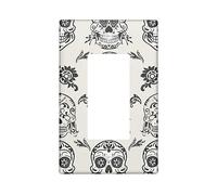 Day of the Dead Skull Light Switch Cover Plates/Outlet Covers, Grey Halloween Decorative Wall Plates, Standard Size Single Rocker