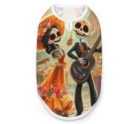 Day of The Dead Skull Mexico Day Dog Clothes Printed Pet Shirts Summer Vest T-Shirt Sweatshirt for Small Dogs Cats 2XL