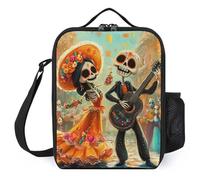 Day of The Dead Skull Mexico Day Lunch Bag Portable Lunch Box Cooler Bags Container Tote Bag for Women Men