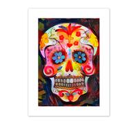 Day of the Dead Skull oil paint Canvas Wall Art Print