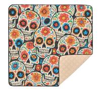Day of The Dead Skull Pattern Soft Foam Baby Gym & Activity Mat for Floor Lightweight Padded Play Mat for Babies Infants Toddlers, 50'' x 50''