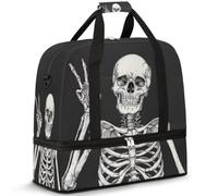 Day of The Dead Skull Pattern Travel Duffel Bag for Women Men, Foldable Sports Gym Bag Weekend Overnight Totes Carry on Cabin Bag with Shoes Compartment