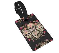Day of The Dead Skull Print Luggage Tag with Privacy Cover â€“ Secure Travel Identifier for Suitcases, Handbags & Backpacks
