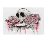 Day of the Dead Skull Rose Flowers Pattern Placemats, Heat Resistant Table Mats Set of 4, Washable Non-Slip Stain Resistant Outdoor Place Mats for Table Kitchen Dining, Easy to Clean