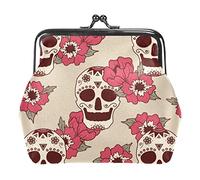 Day of The Dead Skull Roses Women’s PU Leather Coin Wallets Girls Mini Buckle Coin Purse Pouch