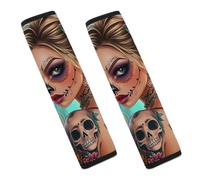 Day of The Dead Skull Seat Belt Cover Pad Universal Shoulder Strap Protection Seatbelt Covers Car Accessories 2PCS