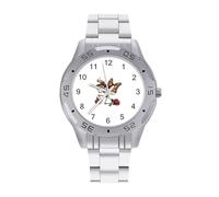 Day of The Dead Skull Skeleton Monarch Butterfly Men's Watches Stainless Steel Watch Strap Analog Quartz Watch Business Wristwatches