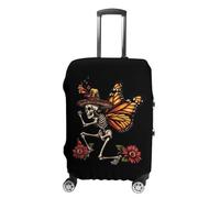 Day of The Dead Skull Skeleton Monarch Butterfly Travel Luggage Cover Washable Anti-Scratch Baggage Suitcase Protector M